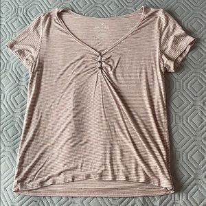 American Eagle Pink Striped T-Shirt
